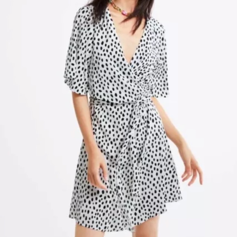 Zara Polka Dot Short Sleeve Dress Size Medium